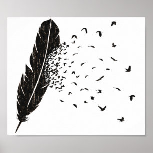 Vogels die een doezelaar breken poster