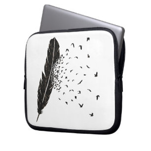 Vogels die een veerster breken laptop sleeve