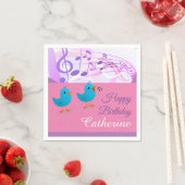 Vogels die Happy Birthday Music Note Funny Cute zi Servet (Insitu)