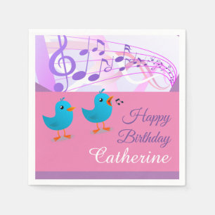 Vogels die Happy Birthday Music Note Funny Cute zi Servet
