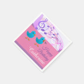Vogels die Happy Birthday Music Note Funny Cute zi Servet (Hoek)