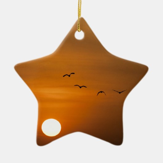 Vogels die in de zon vliegen keramisch ornament (Voorkant)