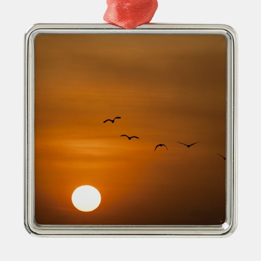 Vogels die in de zon vliegen metalen ornament (Voorkant)