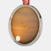 Vogels die in de zon vliegen metalen ornament (Links)