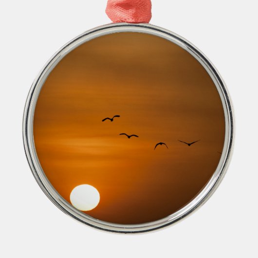 Vogels die in de zon vliegen metalen ornament (Voorkant)