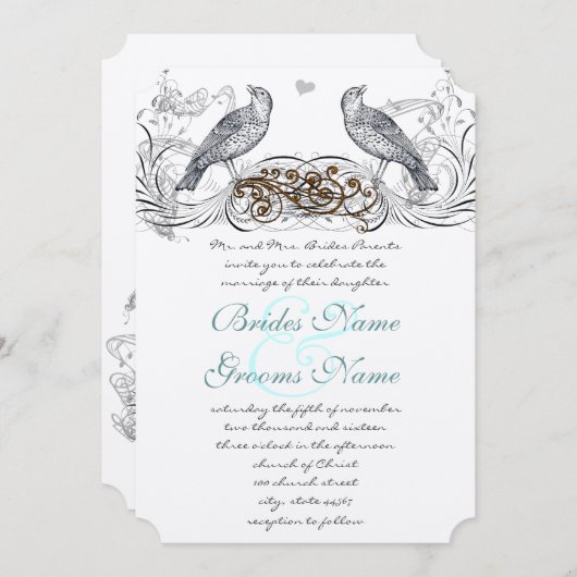  vogels die je kiest voor de uitnodiging tot het h (Voorkant / Achterkant)