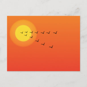Vogels die naar de zon vliegen briefkaart