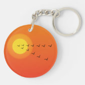 Vogels die naar de zon vliegen sleutelhanger (Achterkant)