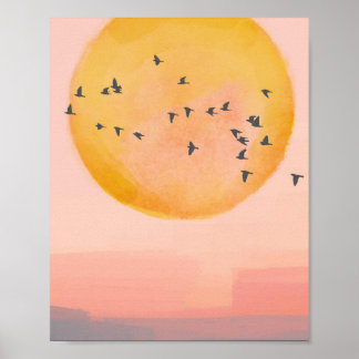 Vogels die naar huis vliegen poster