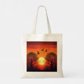 Vogels die over zonsondergang vliegen - Serene Nat Tote Bag (Achterkant)