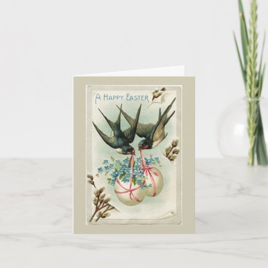 vogels die paaseieren bevatten Gele noot Feestdagen Kaart (Voorkant)