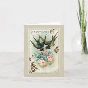  vogels die paaseieren bevatten Gele noot Feestdagen Kaart