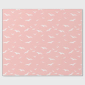 Vogels die Roze en Wit Modern Patroon vliegen Cadeaupapier (Vlak)