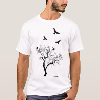 Vogels die uit de boom lopen en een tasje dragen t-shirt