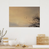 Vogels die vliegen op het Poster Sunset (Keuken)