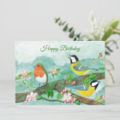 Vogels die zingen op een bloeiende tak  kaart (Staand voorkant)