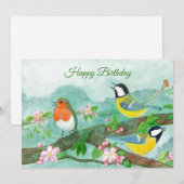 Vogels die zingen op een bloeiende tak  kaart (Voorkant / Achterkant)
