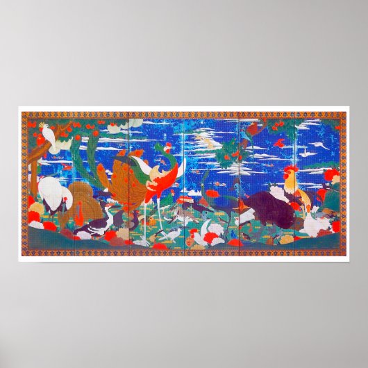 Vogels, dieren en bloeiende Planten (links) Jakuch Poster (Voorkant)