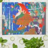 Vogels, dieren en bloeiende Planten (links) Jakuch Theedoek (Gevouwen)