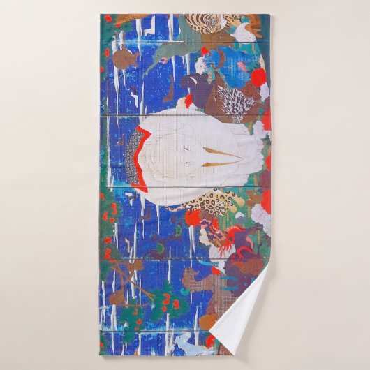 Vogels, dieren en bloeiende Planten (rechts)Jakuch Badhanddoek (Badhanddoek)