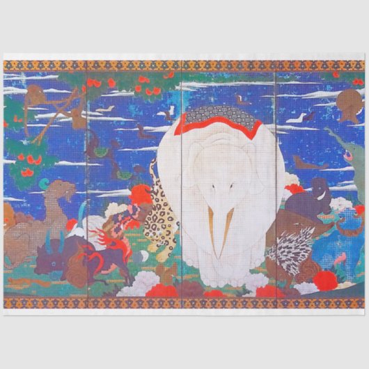 Vogels, dieren en bloeiende Planten (rechts)Jakuch Tissuepapier (Voorkant)