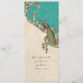  vogels donkerblauw Blauwgroen blauw, menukaart (Achterkant)