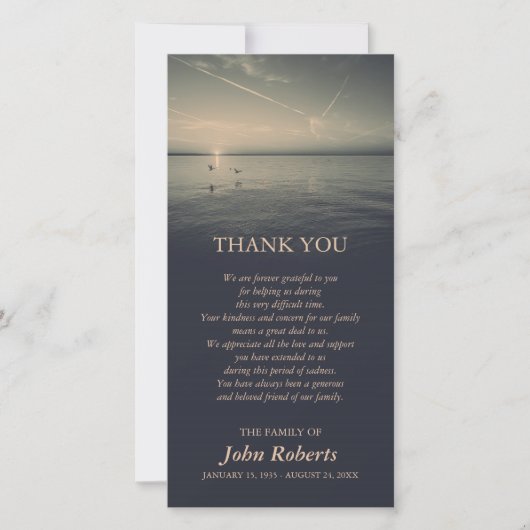 Vogels door Ocean Sunrise Memorial Service Dank je Bedankkaart (Voorkant)