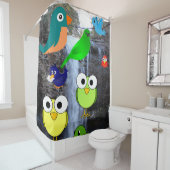 vogels dragen een watervalgordijn voor kinderen douchegordijn (In situ)