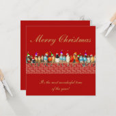 Vogels Dragen Santa Hats Kerstmis Groet Kaart (Voorkant / Achterkant in situ)