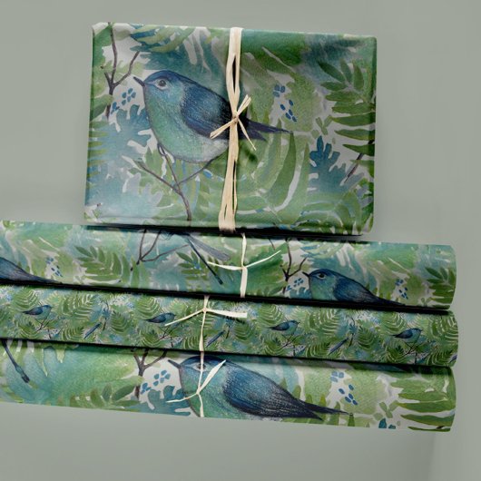 Vogels Dragonflies Blue Varens Decoupage Inpakpapier Vel