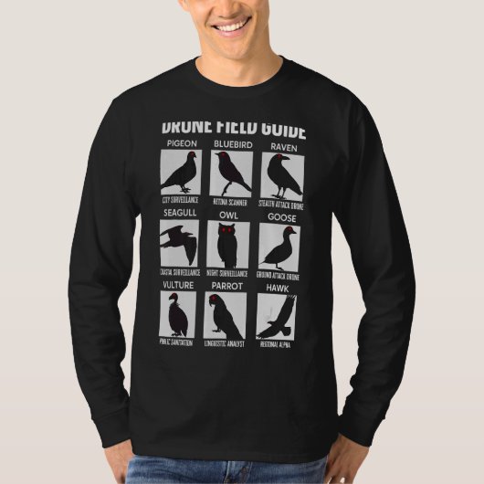 Vogels Drone Field Guide Ze zijn echte samenzwerin T-shirt (Voorkant)