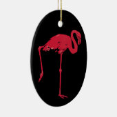 vogels, een roze flamingo met één been omhoog keramisch ornament (Rechts)