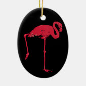 vogels, een roze flamingo met één been omhoog keramisch ornament (Achterkant)