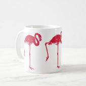 vogels, een roze flamingo met één been omhoog koffiemok (Voorkant links)