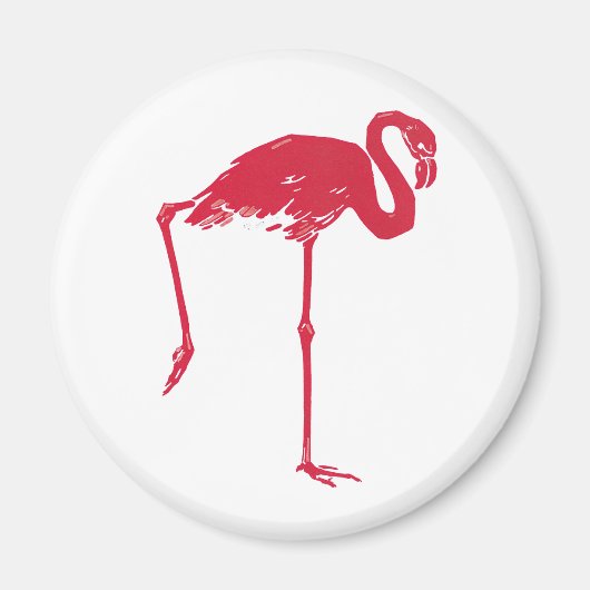  vogels, een roze flamingo met één been omhoog magneet (Voorkant)