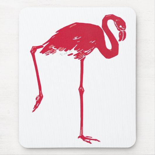  vogels, een roze flamingo met één been omhoog muismat (Voorkant)