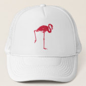  vogels, een roze flamingo met één been omhoog trucker pet (Voorkant)