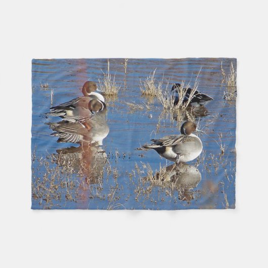 Vogels eenden Dieren Pond Fleece Blanket Deken (Voorkant (Horizontaal))