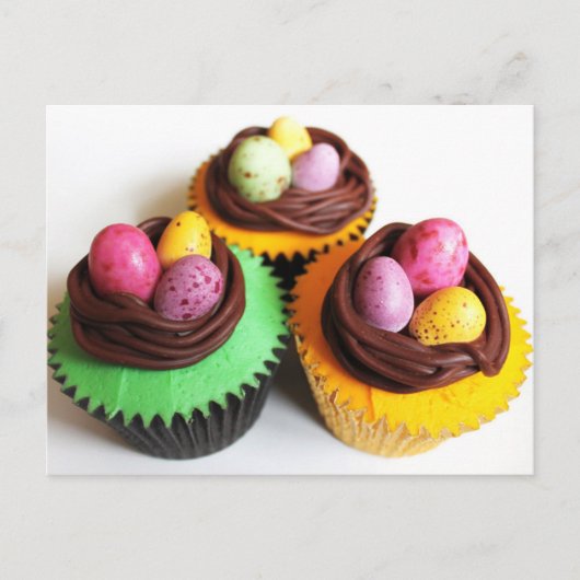 Vogel's Eggs Nests Paascupcakes Feestdagenkaart (Voorkant)