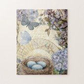 Vogels Eieren en Nest Feather Hydrangea Legpuzzel (Verticaal)