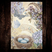 Vogels Eieren en Nest Feather Hydrangea Tissuepapier