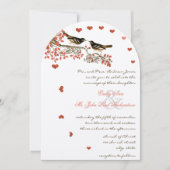  vogels Ember Glow Coral Wedding Invitations Kaart