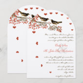  vogels Ember Glow Coral Wedding Invitations Kaart