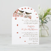 vogels Ember Glow Coral Wedding Invitations Kaart (Staand voorkant)