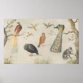 Vogels en apen - Jan van Kessel Fine Art Poster (Voorkant)