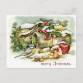 vogels en appels in de kerststal briefkaart (Voorkant)