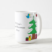 Vogels en baby's met een boom, eerste kerstmis koffiemok (Voorkant rechts)