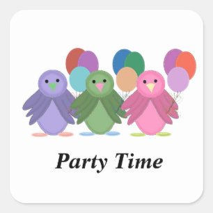 Vogels en Ballonnen Feesttijd Vierkante Sticker