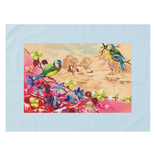 vogels en bessen afdrukken tafelkleed (Voorkant (Horizontaal))