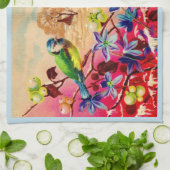 vogels en bessen afdrukken theedoek (Gevouwen)